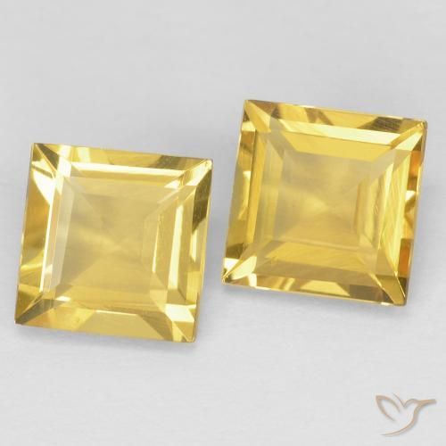 2.09 ctw Golden Citrine Stones, Natural Citrine in Square Facet Shape for Sale