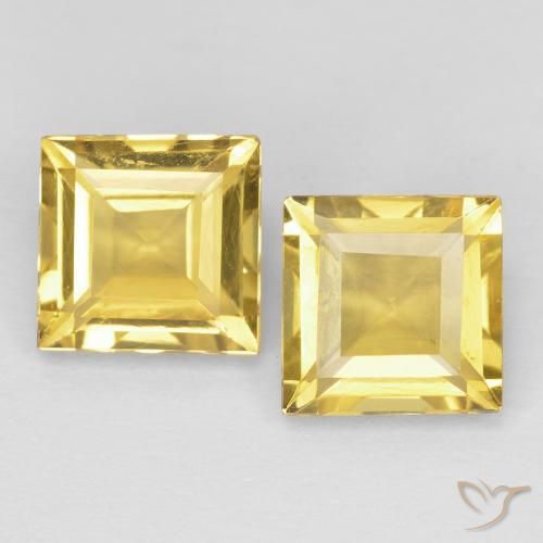1.95 ct Yellow Citrine, 6 x 6 mm Square Cut From Brazil, Photo A