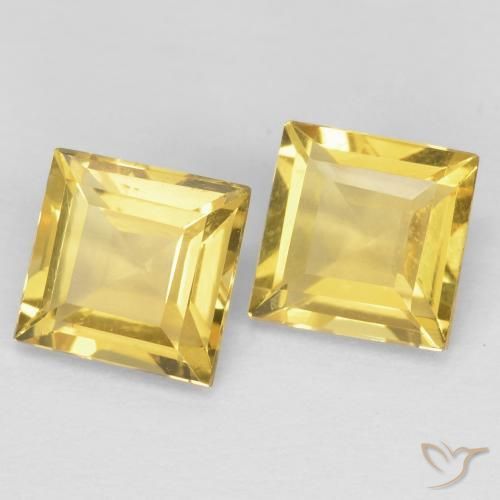 1.95 ctw Golden Citrine Stones, Natural Citrine in Square Facet Shape for Sale