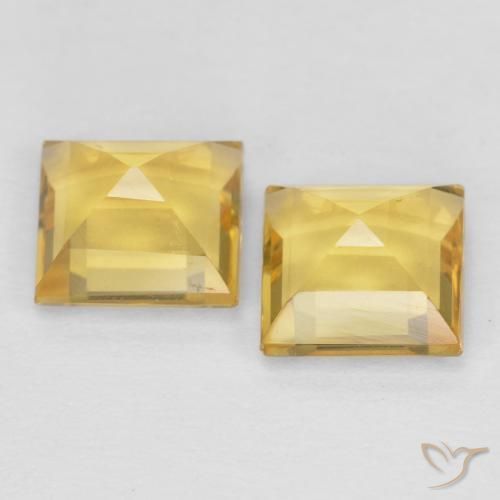 Citrine Gemstones in 6 x 6 mm (calibrated) Size for Sale, Citrine Stones in Medium Gold Color