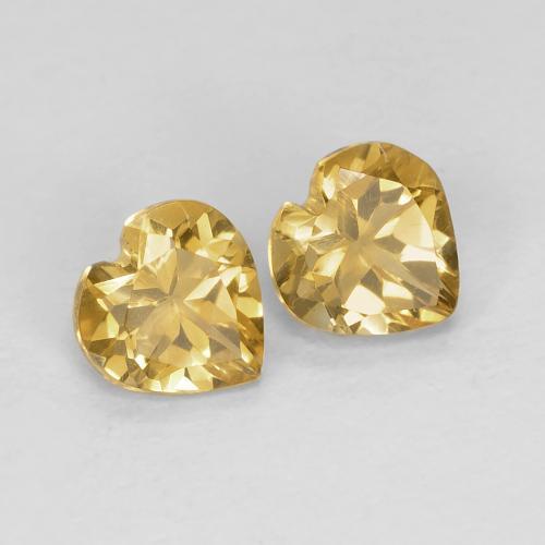 Paire de citrine Cœur 5 x 4,9mm assorties - Poids total 0,8 ct / moyenne 0,4 ct chacune, couleur Doré moyen et pureté vvs, pierre gemme naturelle Non traité, dureté de Mohs 7 convient aux bijoux de tous les jours, pierre de sagesse, Pierre de naissance de novembre, Photo A