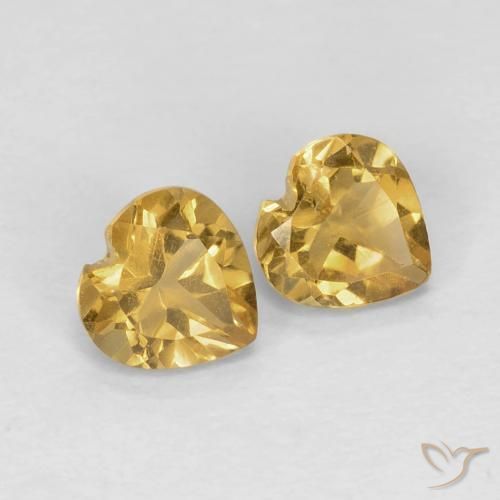 0.82 ctw Golden Citrine Stones, Natural Citrine in Heart Facet Shape for Sale