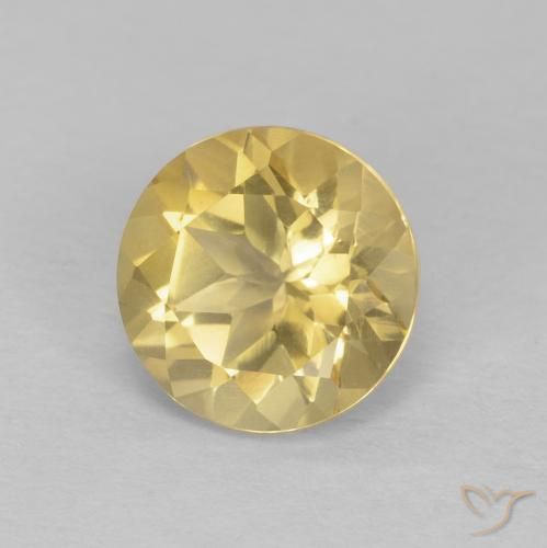 1.36 ct Yellow Citrine Stone, Natural Citrine in Round Facet Shape for Sale