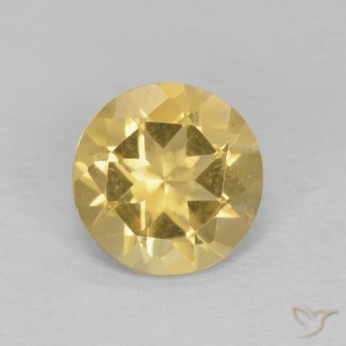 1.13 ct Yellow Citrine Gemstone, Citrine Gem in Round Facet Shape for Sale.