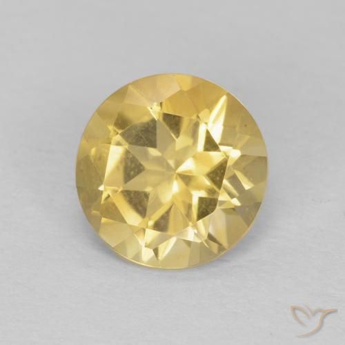 1.13 ct Yellow Citrine Stone, Natural Citrine in Round Facet Shape for Sale