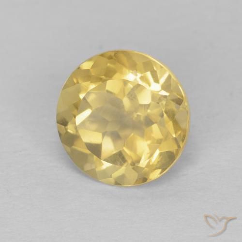 1.31 ct Yellow Citrine Stone, Natural Citrine in Round Facet Shape for Sale