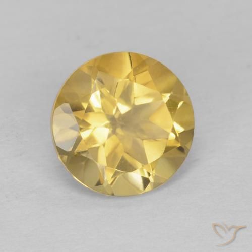 1.24 ct Yellow Citrine Stone, Natural Citrine in Round Facet Shape for Sale