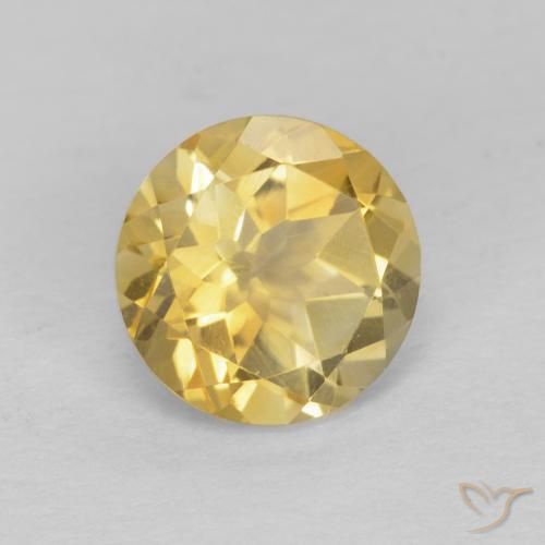 1.30 ct Yellow Citrine Stone, Natural Citrine in Round Facet Shape for Sale