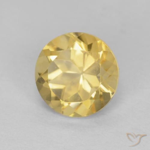 1.36 ct Yellow Citrine Stone, Natural Citrine in Round Facet Shape for Sale