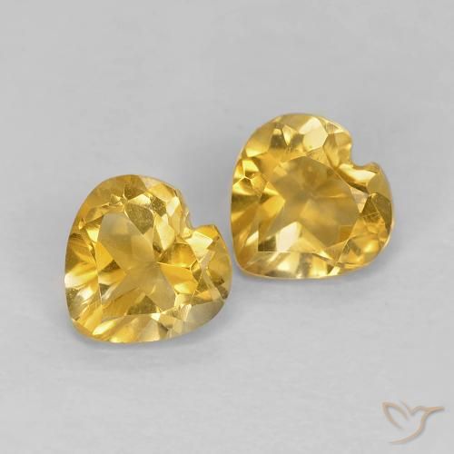 0.87 ctw Golden Citrine Stones, Natural Citrine in Heart Facet Shape for Sale