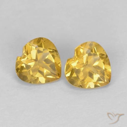 0.87 ctw Golden Citrine Stones, Natural Citrine in Heart Facet Shape for Sale