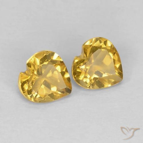 0.84 ctw Golden Citrine Stones, Natural Citrine in Heart Facet Shape for Sale