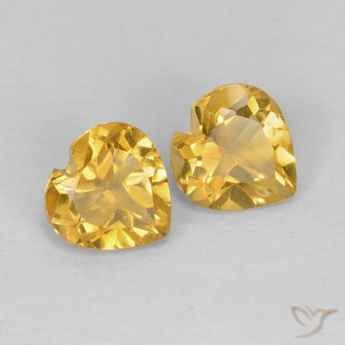 0.88 ctw Golden Citrine Stones, Natural Citrine in Heart Facet Shape for Sale