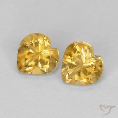 0.9 ct Yellow Citrine, 5.1 x 5.1 mm Heart Cut From Brazil, Photo A