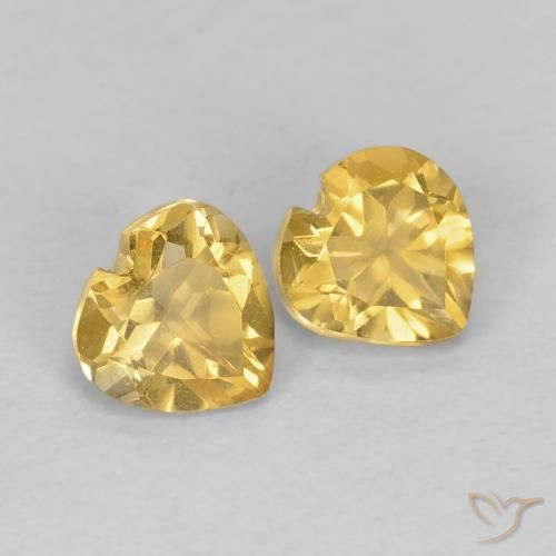 0.91 ctw Golden Citrine Stones, Natural Citrine in Heart Facet Shape for Sale