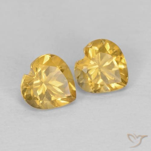 0.89 ctw Golden Citrine Stones, Natural Citrine in Heart Facet Shape for Sale