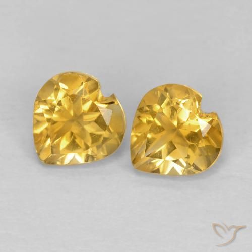 1.00ctw Natural Medium Golden Citrine, Heart, VVS-VS