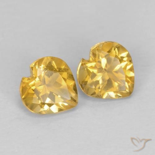 1.00 ctw Golden Citrine Stones, Natural Citrine in Heart Facet Shape for Sale