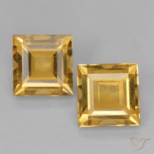 2.15 ct Yellow Citrine, 6.1 x 6.1 mm Square Cut From Brazil, Photo A