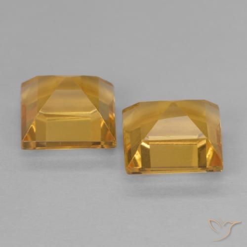 Citrine Gemstones in 6 x 6 mm (calibrated) Size for Sale, Citrine Stones in Medium Gold Color