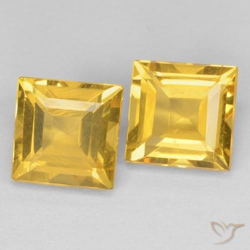 2.15 ctw Golden Citrine Stones, Natural Citrine in Square Facet Shape for Sale