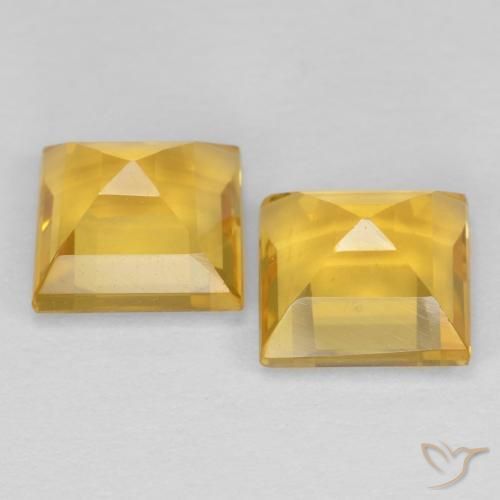 Citrine Gemstones in 6 x 6 mm (calibrated) Size for Sale, Citrine Stones in Medium Gold Color