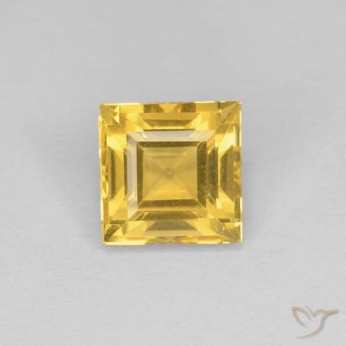1.09ct Natural Medium Yellow Citrine, Square, VVS-VS