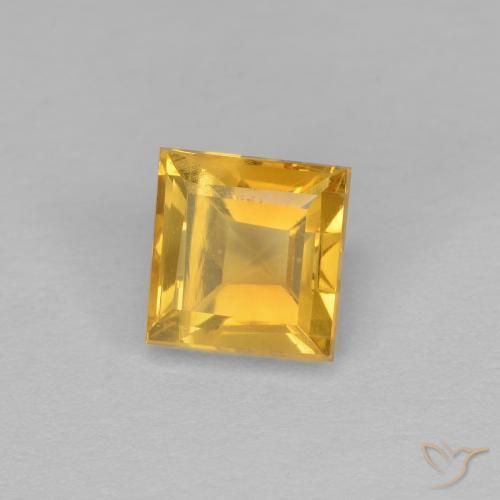 1.21 ct Golden Citrine Stone, Natural Citrine in Square Facet Shape for Sale