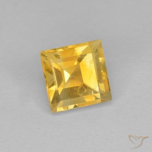 1.28 ct Golden Citrine Stone, Natural Citrine in Square Facet Shape for Sale