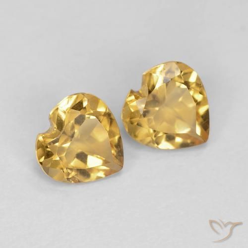 0.80 ctw Golden Citrine Stones, Natural Citrine in Heart Facet Shape for Sale