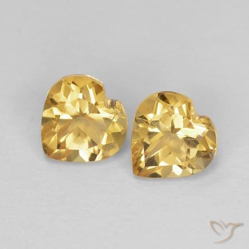 0.85 ct Yellow Citrine, 5 x 5 mm Heart Cut From Brazil, Photo A