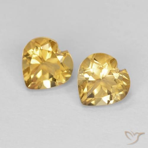 0.84 ct Yellow Citrine, 5 x 5 mm Heart Cut From Brazil, Photo A