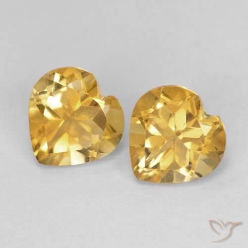 1.38 ct Yellow Citrine, 6 x 5.9 mm Heart Cut From Brazil, Photo A