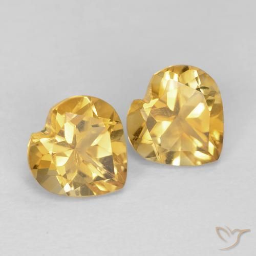 1.38 ctw Golden Citrine Stones, Natural Citrine in Heart Facet Shape for Sale