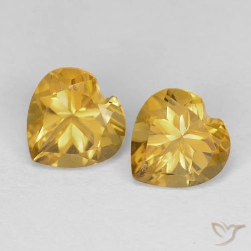 1.45 ct Yellow Citrine, 6.1 x 6 mm Heart Cut From Brazil, Photo A