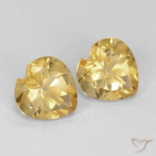 1.48 ctw Golden Citrine Stones, Natural Citrine in Heart Facet Shape for Sale