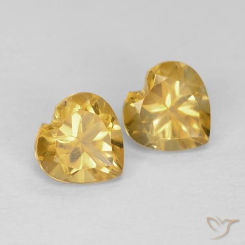 0.92 ctw Golden Citrine Stones, Natural Citrine in Heart Facet Shape for Sale