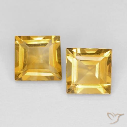 1.72 ctw Golden Citrine Stones, Natural Citrine in Square Facet Shape for Sale