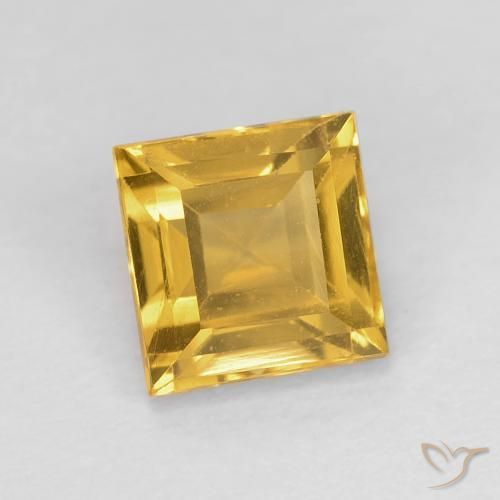 1.24 ct Golden Citrine Stone, Natural Citrine in Square Facet Shape for Sale