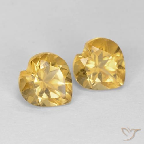 1.61 ctw Golden Citrine Stones, Natural Citrine in Heart Facet Shape for Sale