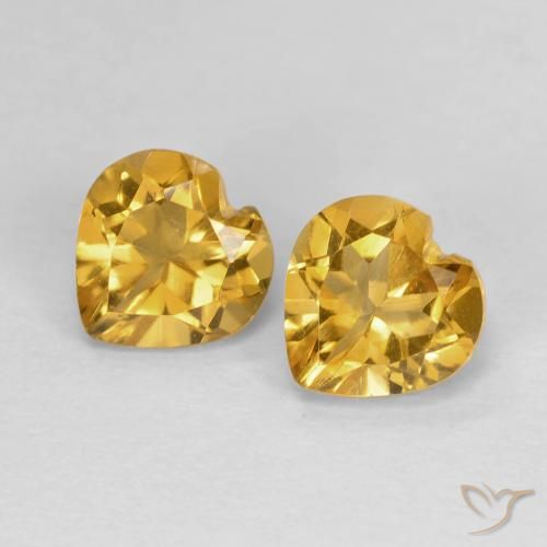 1.49 ct Yellow Citrine, 6 x 6 mm Heart Cut From Brazil, Photo A