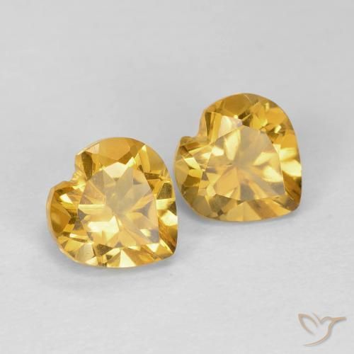 1.49 ctw Golden Citrine Stones, Natural Citrine in Heart Facet Shape for Sale
