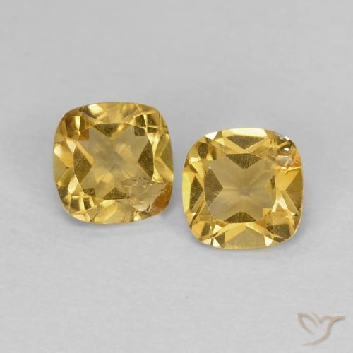 1 ct Yellow Citrine, 5.1 x 5 mm Cushion Cut From Brazil, Photo A