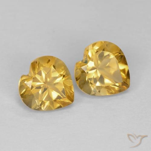 1.55 ctw Golden Citrine Stones, Natural Citrine in Heart Facet Shape for Sale