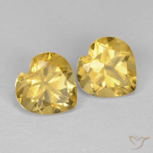 1.43 ctw Golden Citrine Stones, Natural Citrine in Heart Facet Shape for Sale