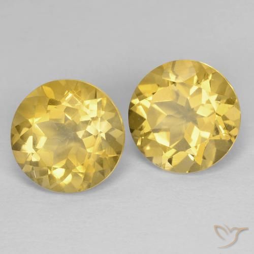 3.80 ctw Golden Citrine Stones, Natural Citrine in Round Facet Shape for Sale