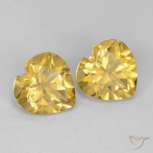 1.49 ctw Golden Citrine Stones, Natural Citrine in Heart Facet Shape for Sale