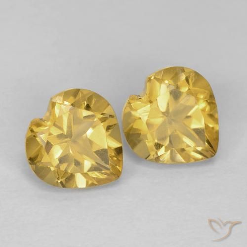 1.53 ctw Golden Citrine Stones, Natural Citrine in Heart Facet Shape for Sale