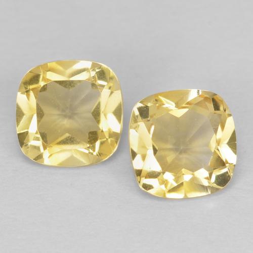 2 pezzi di citrini giallo Cuscino abbinato di dimensioni 5,1 x 5,1mm, peso 1 ct totali / media. 0,5 ct ciascuno, giallo in purezza VVS, gemma naturale non trattati, durezza Mohs 7 adatto per gioielli da indossare ogni giorno , Pietra portafortuna di novembre, Photo A