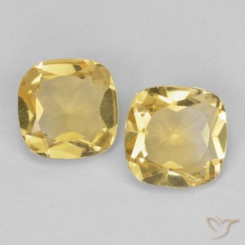 0.86 ct Yellow Citrine, 5.1 x 5 mm Cushion Cut From Brazil, Photo A